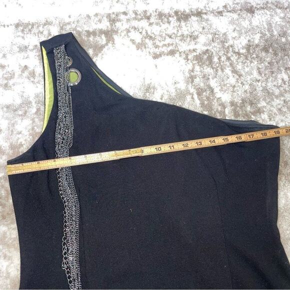 Marc New York dress black wool one strap W/shoulder strap chain detail SZ 14 - Picture 10 of 10